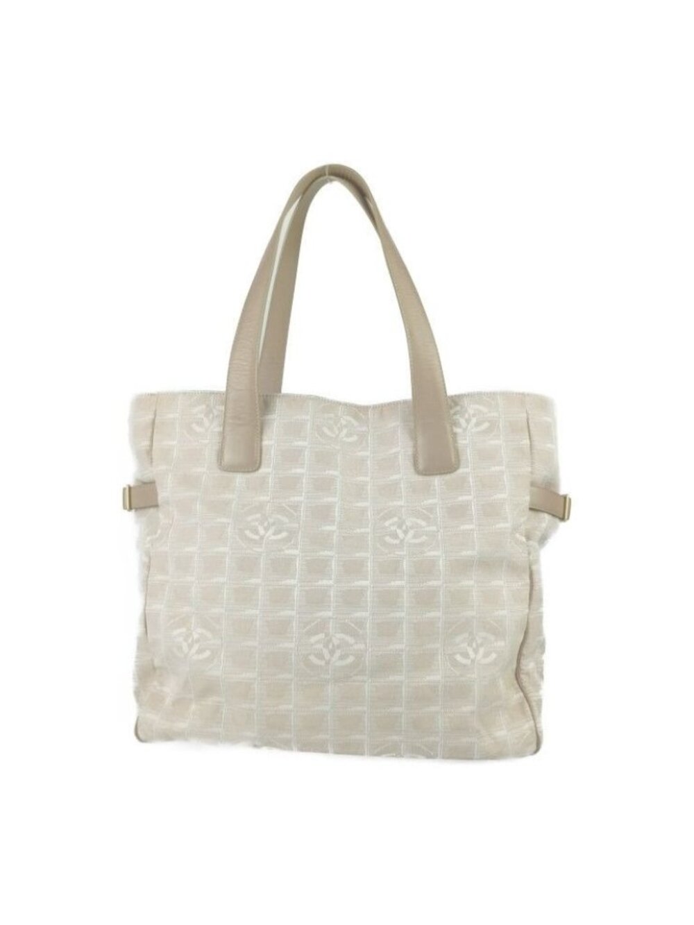 Chanel Tote New Travel GM Beige Canvas Leather Shoulder Bag